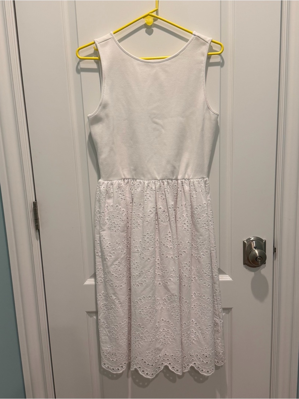 Steve Madden Julian Dress Stretch Mixed Media Eyelet Dress Women’s L White NWT
